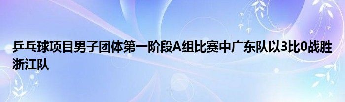 乒乓球项目男子团体第一阶段A组比赛中广东队以3比0战胜浙江队